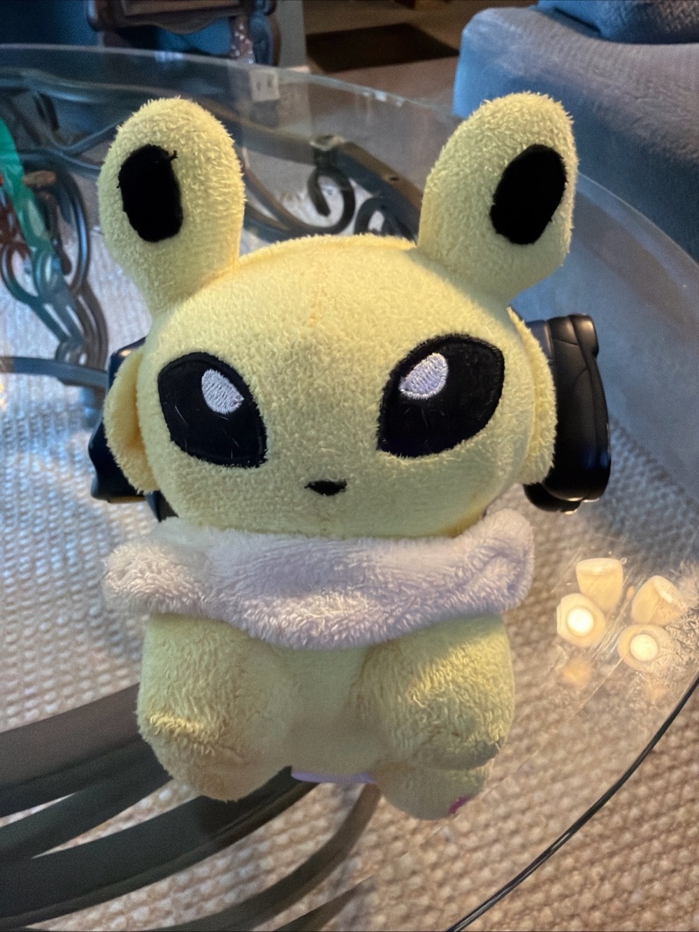 Pokemon Yellow Alien-Style Plush Pet Toy with Black Eye Accents 2010